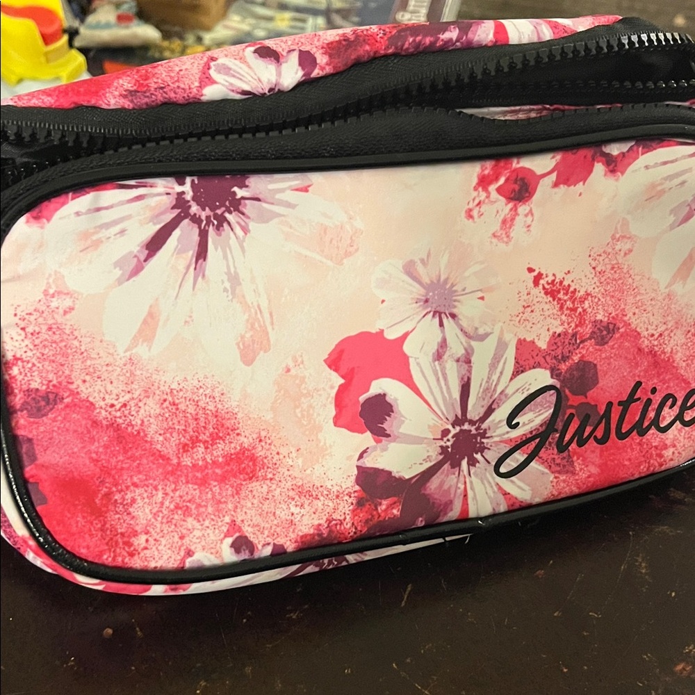 Justice Floral Burst Cosmetic Bag - Pink and Black